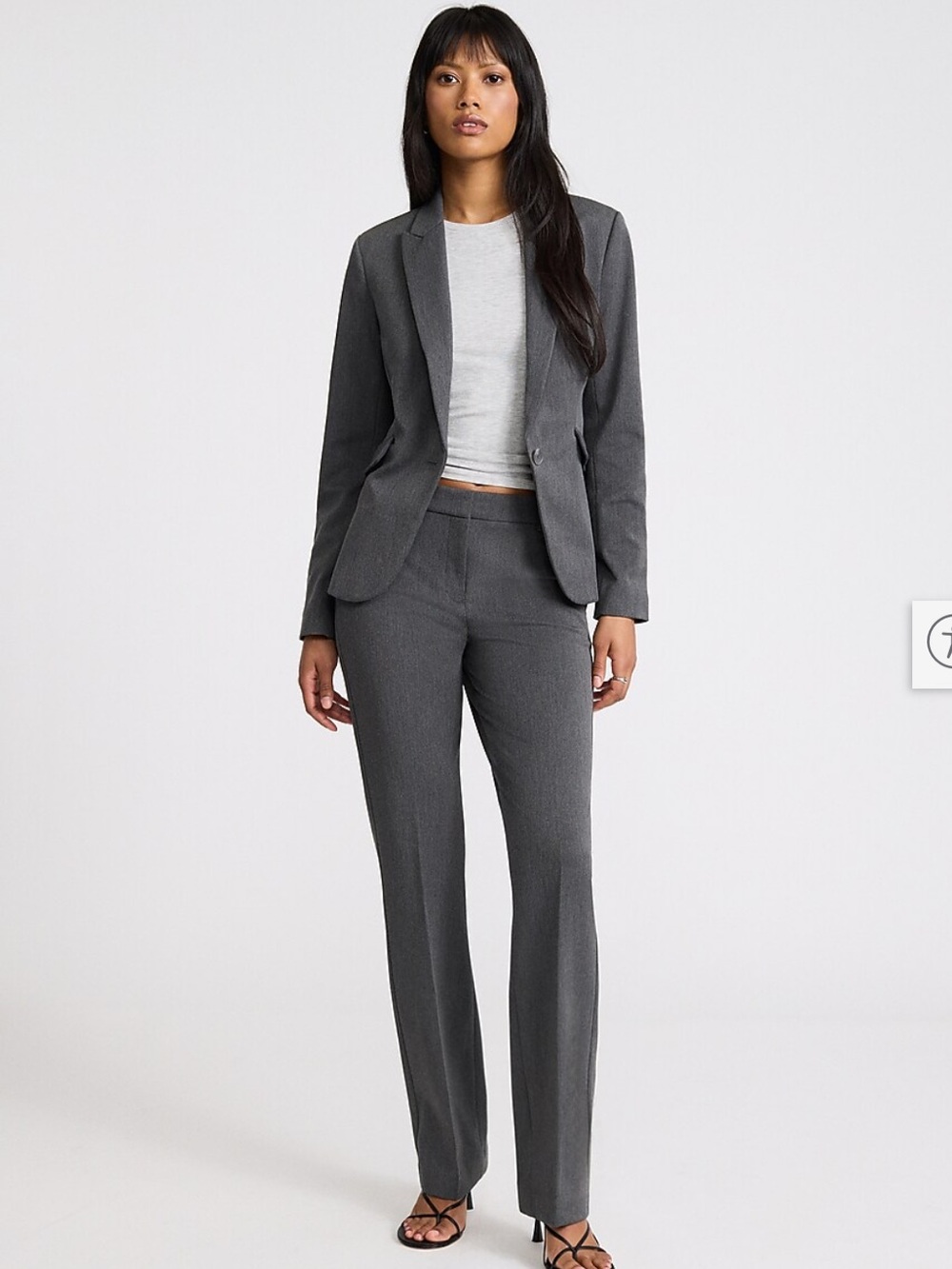 Express Editor Women’s Fitted Gray One Button Blazer with Black Lining - Picture 5 of 13